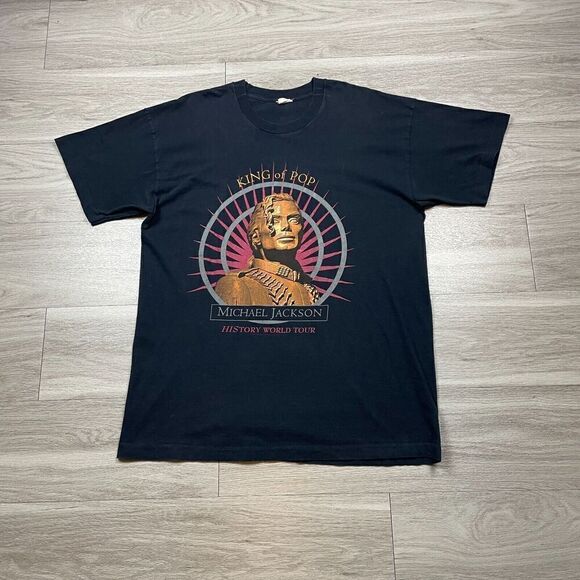 Vintage Shirt Mens Extra Large Black Michael Jackson History World Tour 90s - Picture 1 of 12